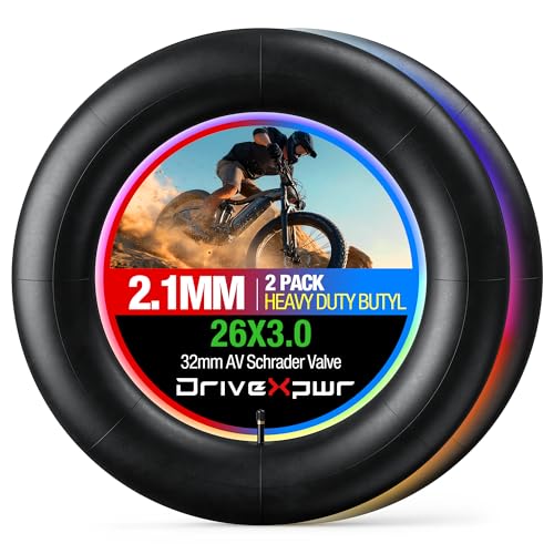Chambre à air VTT lot de 2 valve Schrader robuste épaisseur 2 mm pneu vélo