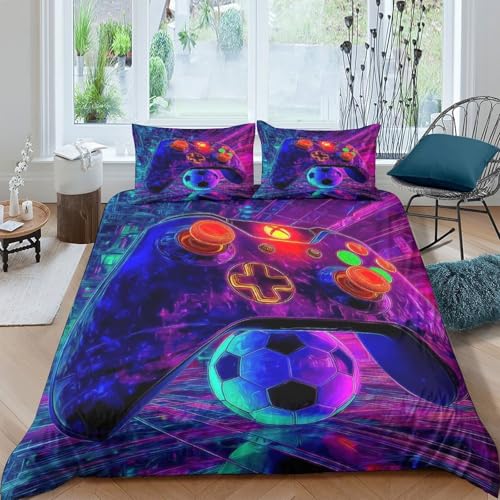 Drap de couette manette de jeu 3D anti-plis | Lit double microfibre respirante