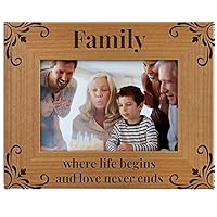 CEDAR CRATE MARKET - Family Photo Frame for Family Pictures - Reunion Gift for Mom Dad, Grandma - Mothers Day, Fathers Day, Birthday - Engraved Natural Wood Photo Frame Fits a 4x6 Horizontal Portrait