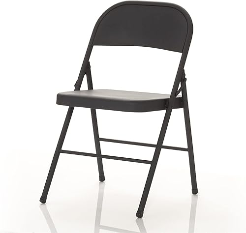 Miniatura 6 de MIHAL Silla plegable de acero paquete de 4 color negro