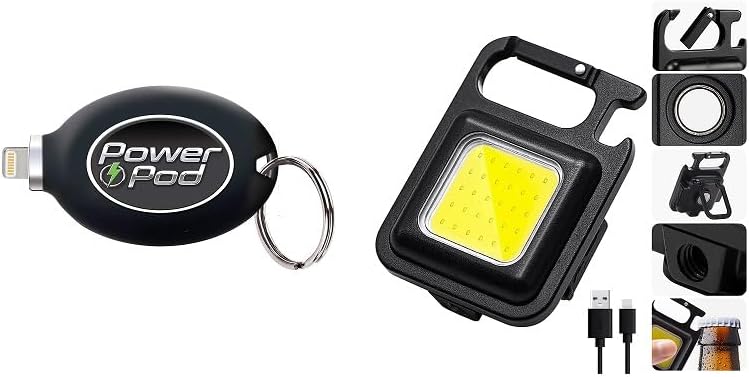 Royal Packer Power Pod Keychain Phone Charger,Mini Pocket Power Bank All I-Phone Model 5 to 11 PRO MAX,Airpods Portable Charger+ Keychain Led Light Magnetic Rechargeable Emergency Light (Combo Pack)