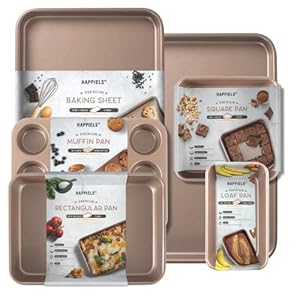 Non-Toxic Nonstick 6-Piece Baking Pans Set | Set of 18-inch Half Baking Sheet 2-Pack & Loaf Pan & 9×13 Baking Pan & 9×9 inches Square Pan & Muffin Pan