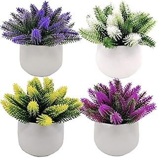 Fycooler Artificial Shrubs Succulents Plants Potted Set - Decorative Fake Succulent Plant Faux Plastic Plant Greenery Indoor & Outdoor House Office Desk Bathroom Kitchen DIY Decor Gift Set of 4