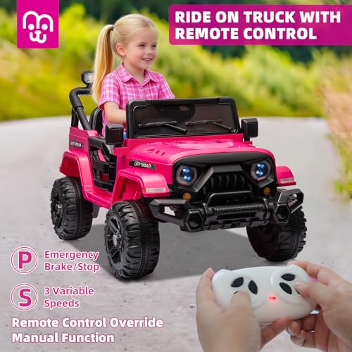 image for MINIATURE MOTORS 12V Kids Electric Ride on Truck Car Remote Control, T