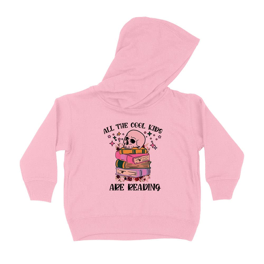 All The Cool Kids are Reading Kids Hoodie Sweatshirt Toddler 4T Light Pink