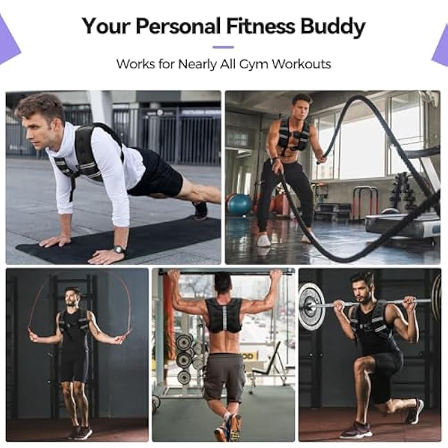 10LBS Weighted Vest for Women & Men with Reflective Stripe and Adjustable Buckle, Comfortable & Durable Rucking Vest for Walking, Running & Strength Training, black