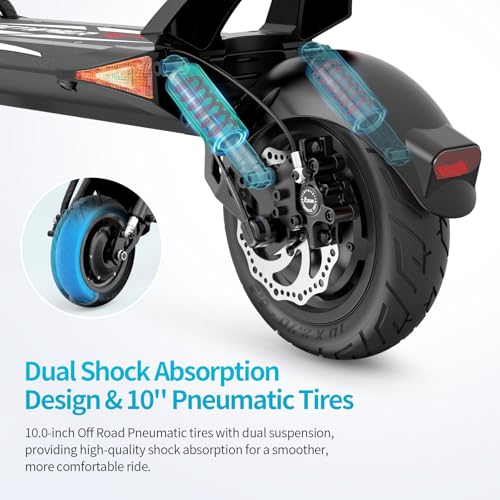 REYWMER KULLTER Electric Scooter, 60V 23.4AH Dual Motors 1300W (Peak 4000W), 50MPH Top Speed, 10-Inch Off-Road Tires, 360° Lights, Front & Rear Dual Suspension, Quick Fold, High Weight Capacity - Image 5