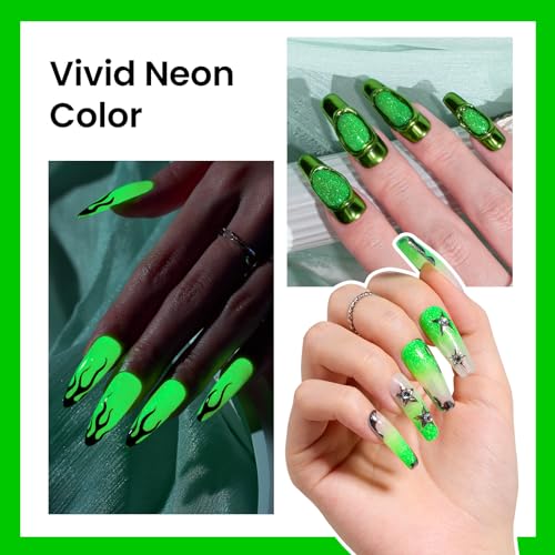 Image of Beetles Gel Nail Polish, Luminous Green Glow in the Dark Gel Nail Polish Soak off Uv Led Nail Lamp Nail Art Manicure Salon DIY Home 0.5Oz