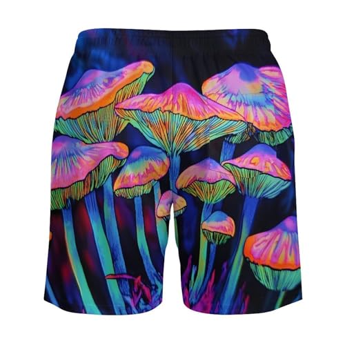 Mushroom Magic Mens Swim Trunks with Quick-Drying Lining Beach Shorts for Outdoor Sports4
