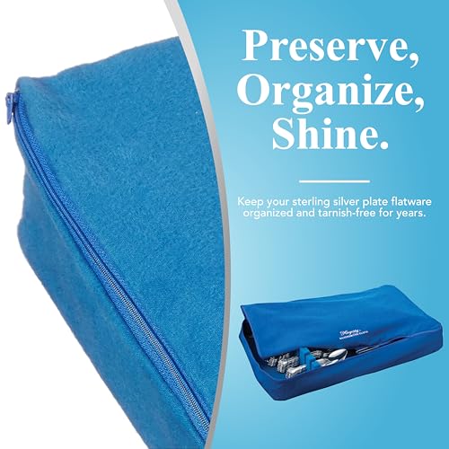 Hagerty Zippered Flatware Storage Drawer Liner –Tarnish Preventative Silverware Organizer, Large Container, Cutlery Holder, and Utensil Keeper Bag, Made in USA, Kosher Certified,Blue, 19" x 12" x 2.5" - Thumbnail 3