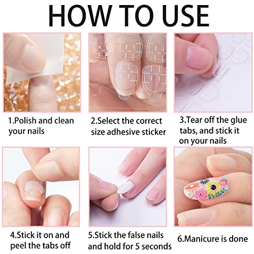 20 Sheets/Lot(480 Pcs) Jelly Gel Glue Nail Sticker Double Sided Nail Glue Stickers Adhesive Transparent Flexible Waterproof Breathable False Nail Tips Adhesive Tabs Nail Glue Manicure Tape #TOP3