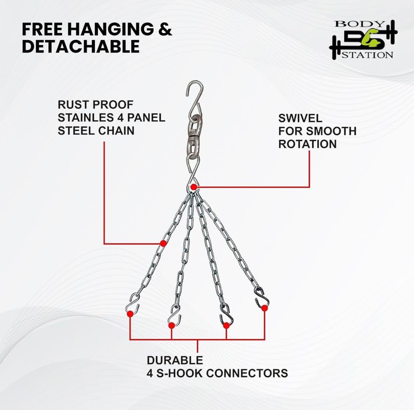 Image of SRF Heavy-Duty 3-Layer of PU Leather Punching Bag Durable Design with Attached Free Hanging & Detachable 4 S-Hook Connectors for Workout MMA Boxing Home Gym Training Equipment