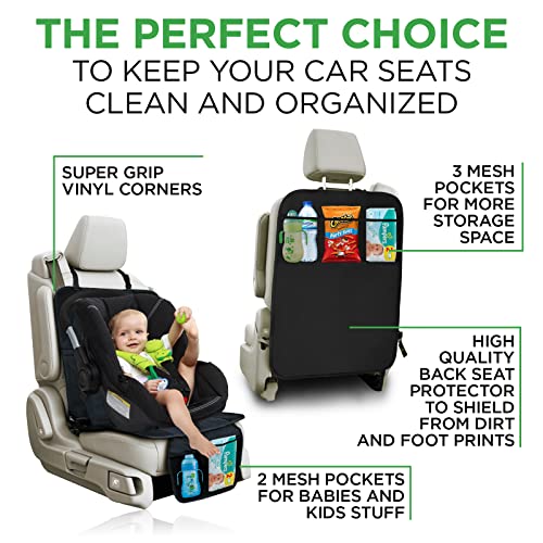 Lebogner Car Seat Protector + Kick Mat Auto Seat Back Protector With 3 Organizer Pockets, Durable Quality Seat Covers + Waterproof Kick Guards To Protect Your Leather And Upholstery Seats From Damage #TOP2