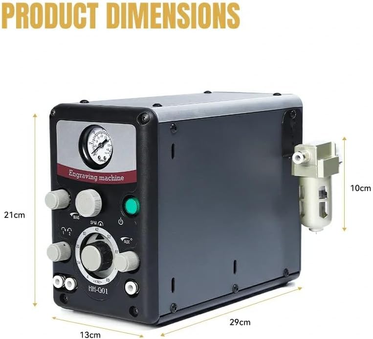 Engraving Machine for Metal, Pneumatic Jewelry Engraver 400-8000 RPM Adjustable Speed, Dual Head Metal Engraver Tool for Jewelry Making & Metal Processing - GEMKIT HH-G01