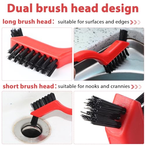Image of Reallnaive 50 Pcs Nylon Cleaning Brushes Bulk 7 Inch Red Nylon Brushes with Curved Handle Grip for Deep Cleaning Small Parts Rust Dirt Paint Scrubbing, Removal Surface in Hole