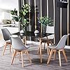 H.J WeDoo Ensembles de Meubles de Salle à Manger, 4 Gris Chaises Scandinaves et Noir Tables Rectangulaire pour la Maison, Le Bureau, la Cuisine, Le Balcon