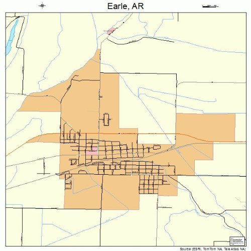 Large Street & Road Map of Earle, Arkansas AR Printed poster size