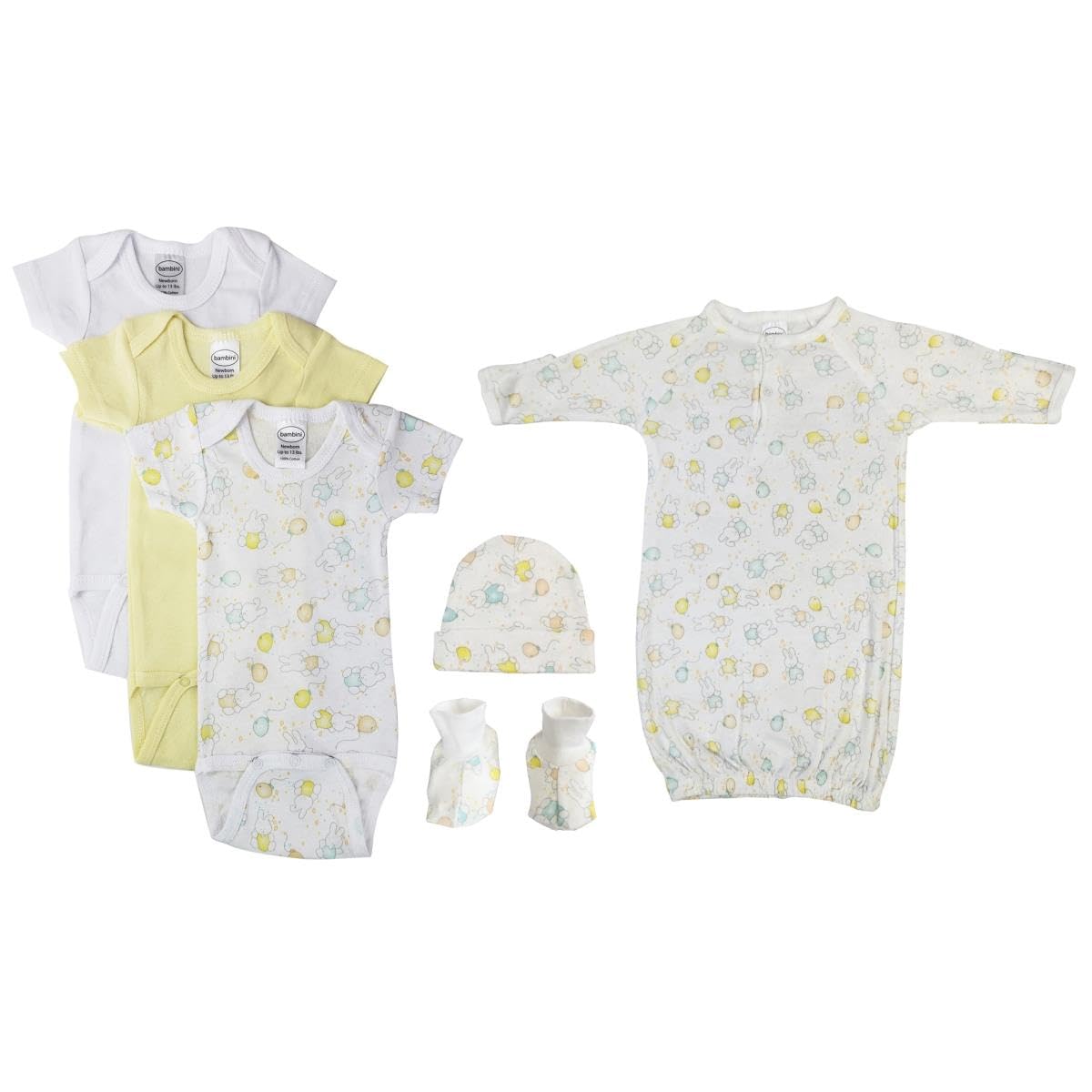 Bambini NC-0440S Unisex Baby 6 Piece Layette Sets, White - Small