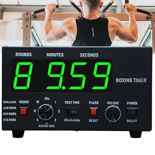 Oiyekntd Temporizador de intervalos de Boxeo, Temporizador Profesional de Gimnasio con Pantalla LED, Temporizador de Boxeo portátil con Sonido y cronómetro Ajustables, Tiempo de Entrenamiento Green