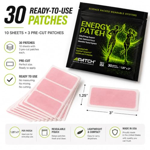 Image of AI Patch Energy Patches, Caffeine, TeaCrine & B Vitamins, 30 Count