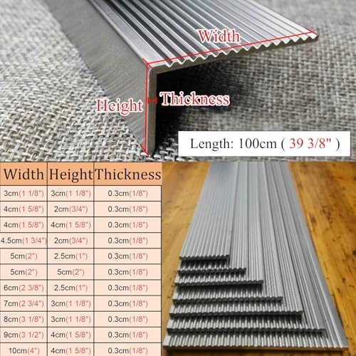 Stainless Steel Stair Nosing Strips - Non-Slip Step Edge Protector for Tile & Concrete Floors, Durable Trim Molding, Safe Transition Bar, 4x2cm (1 5/8" x 3/4")
