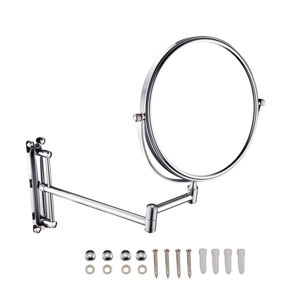 Miroir double face pivotant 360° avec loupe grossissante 7X et bras extensible réglable