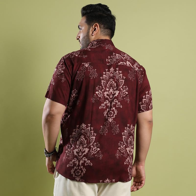 Image of Instafab Plus Men's Shirt for Casual Wear | Spread Collar | Button Closure | Plus-Size Fit | Short Sleeve | Cotton Shirt Crafted with Comfort Fit for Everyday Wear