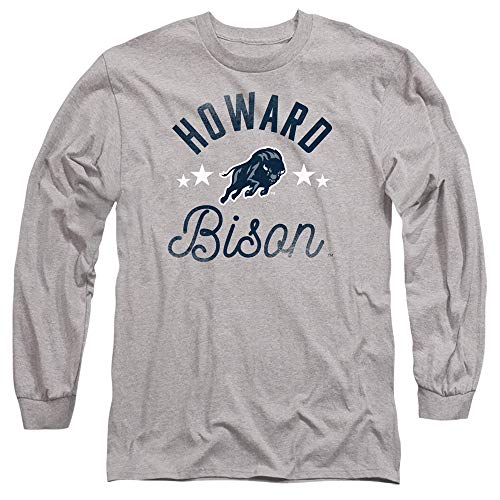Howard University Official Bison Unisex Adult Long-Sleeve T Shirt,Athletic Heather, 3X-Large