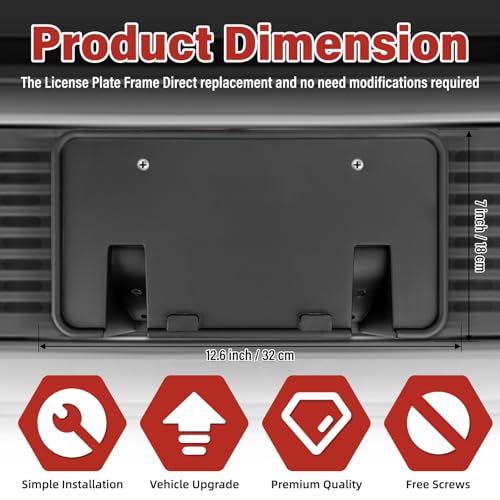 Image of License Plate Bracket Accessories for Ford F250 F350 F450 F550 Super Duty 1999-2004, Excursion 2000-2004 Front Bumper License Plate Holder Replacement Frame Black Mount