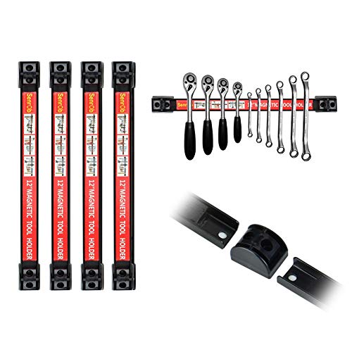 Senrob 4 Pcs 12" Magnetic Tool Holder Bar Racks,Metal Magnet Storage Tool Organizer Set With Mounting Brackets&Screws #TOP1