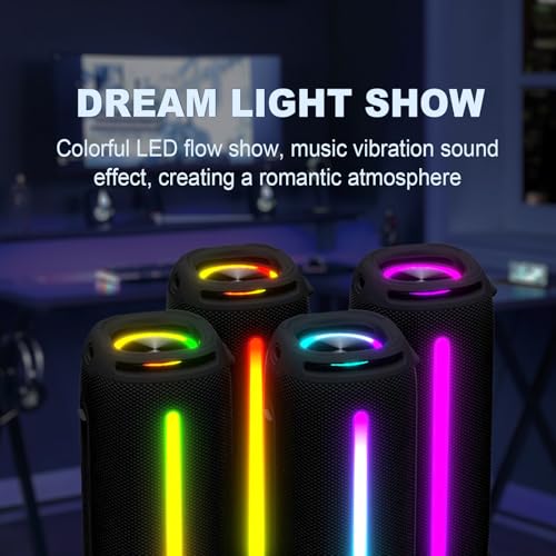 Portable Bluetooth Speaker, Outdoor Waterproof Wireless Speaker with Colorful Flashing Lights, 20W Super Bass, TWS Pairing Suitable for Outdoor, Party, Home, Beach, Travel (Camouflage) - image 6