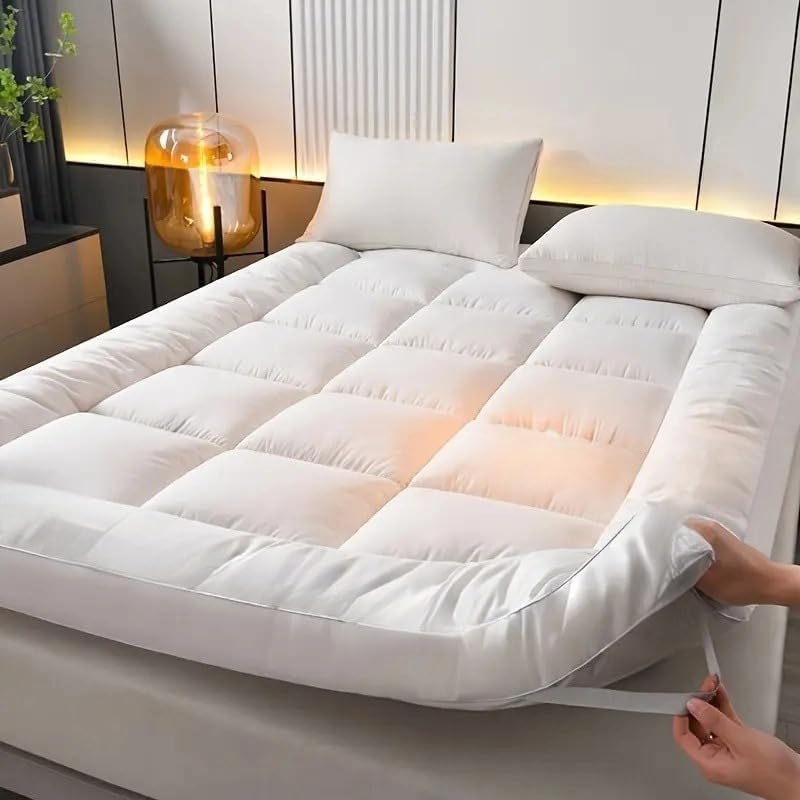 Mattress Topper Single Bed - Extra Thick 4 Inches / 10cm Bounce Back with Elasticated Corn...