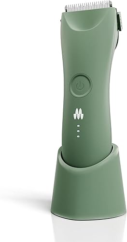 MERIDIAN Trimmer Plus - Recortadora de cabello corporal, protector ajustable, carga USB C, luz flash, bloqueo de viaje, base de carga, recortadora