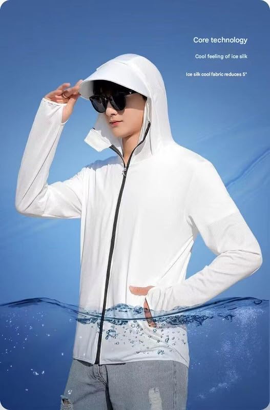 Image of Men and Women's UV Protection Jacket with Detachable Hood and Large Brim for Summer