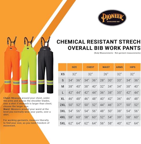 Pioneer Waterproof FR Oil & Chemical Resistant Rain Bib Pants for Men - Lightweight Safety Work Overalls - Class 3 - Orange by Pioneer - Image 6