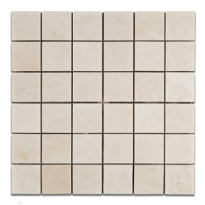 White Pearl/Botticino Marble 2 X 2 Polished Mosaic Tile - Lot of 50 Sheets