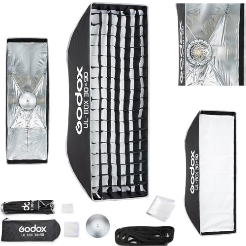 Godox Softbox GODOX - Caja de luz para paraguas de liberación rápida de 30 x 90 cm, montaje Bowens con difusores frontales e interiores extraíbles para fotografía, transmisión en vivo y viajes (UL-BOX