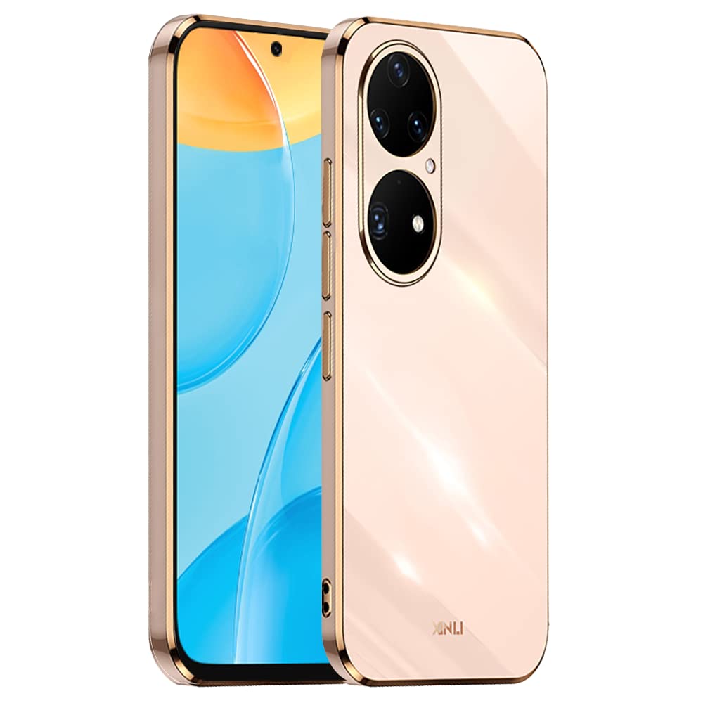 EASSGU Handyhülle Für Huawei P50 Pro (6.6 Zoll) | Galvanisierter Rahmen + Weiches TPU | Schwarz | Vollschutz