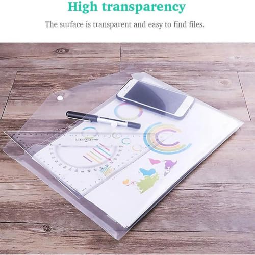 Transparent Document Folders, 5 Pack 13 x 9 Inch Clear PP Archiving Envelopes with Button Snap,Waterproof Plastic File Holder Reusable Pouch for A4 Paper Office Indoor Home Organization — view 6