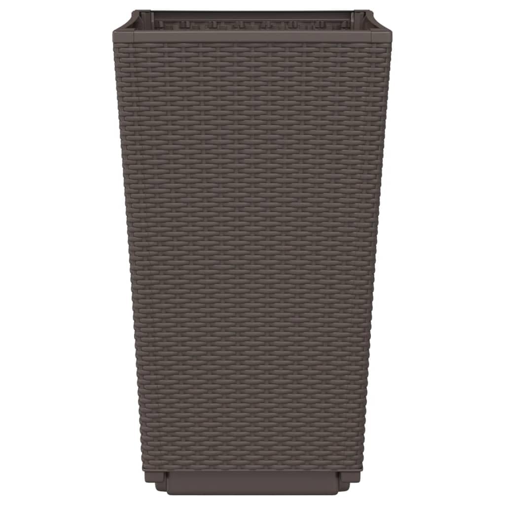 Doniczkowy pojemnik z rattanowym wykończeniem, 32,5 x 32,5 x 57 cm, zestaw do użytku wewnątrz i na zewnątrz, do ogrodu, na balkon, patio i do salonu