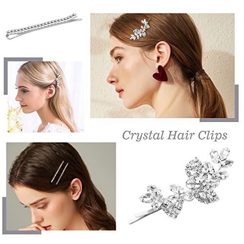 6 Pieces Wedding Rhinestone Hair Clips Bridal Hair Pins Leaf Wedding Hair Pins Bride Crystal Hair Clips Barrette Crystal Bobby Pins For Women And Girls Mother's Day Gifts #TOP4