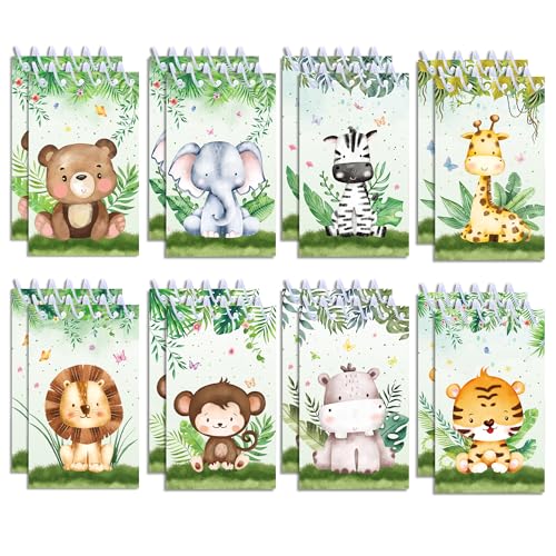 CC HOME 24 Stück Mini Notizblöcke Kinder Waldtiere Kindergeburtstag Gastgeschenke Tier Wald Party Mini Notizbuch Spirale Notizblöcke für Kinder Geburtstag Party Klassenzimmer Belohnung Versorgung