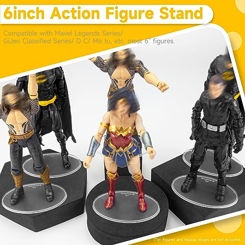 Image of 6inch Action Figure Display Stand, Clear Support Foot Stand Holder Base with Peg Accessories, Compatible with Mavel Legends / GiJeo Classified Series / D C / Mo tu 1 /12 Scale, 28PCS
