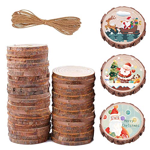 Rodajas Madera 7-8 cm, Zoneyan Rodajas De Madera Círculos Natural, 30 PCS...