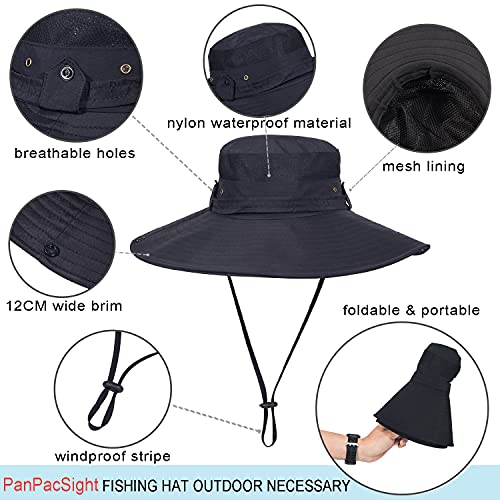 Image of Super Wide Brim Sun Fishing Hat Safari UPF50+ Bucket Boonie Cap for Gardening Hiking Camping