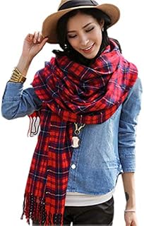 Mocasor Plaid Blanket Scarves for Women, Ladies Fashion Winter Warm Tartan d Long Checked Shawls and Wraps