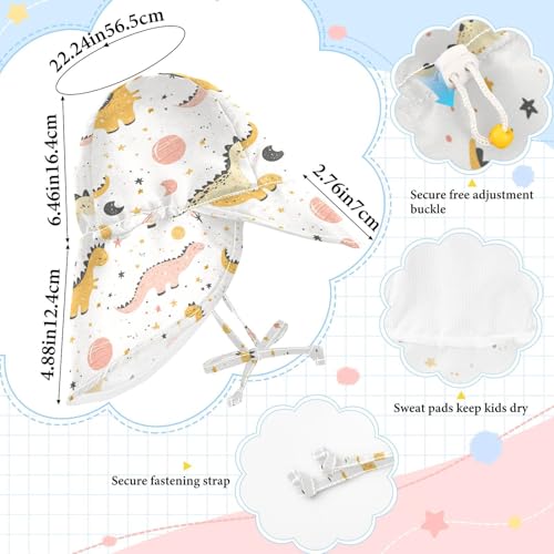 Childish Cartoon Dino Planets Toddler Baby Beach Hats Boy Beach Caps Baby Girls UV Protection Neck Flap Traveling Camping4