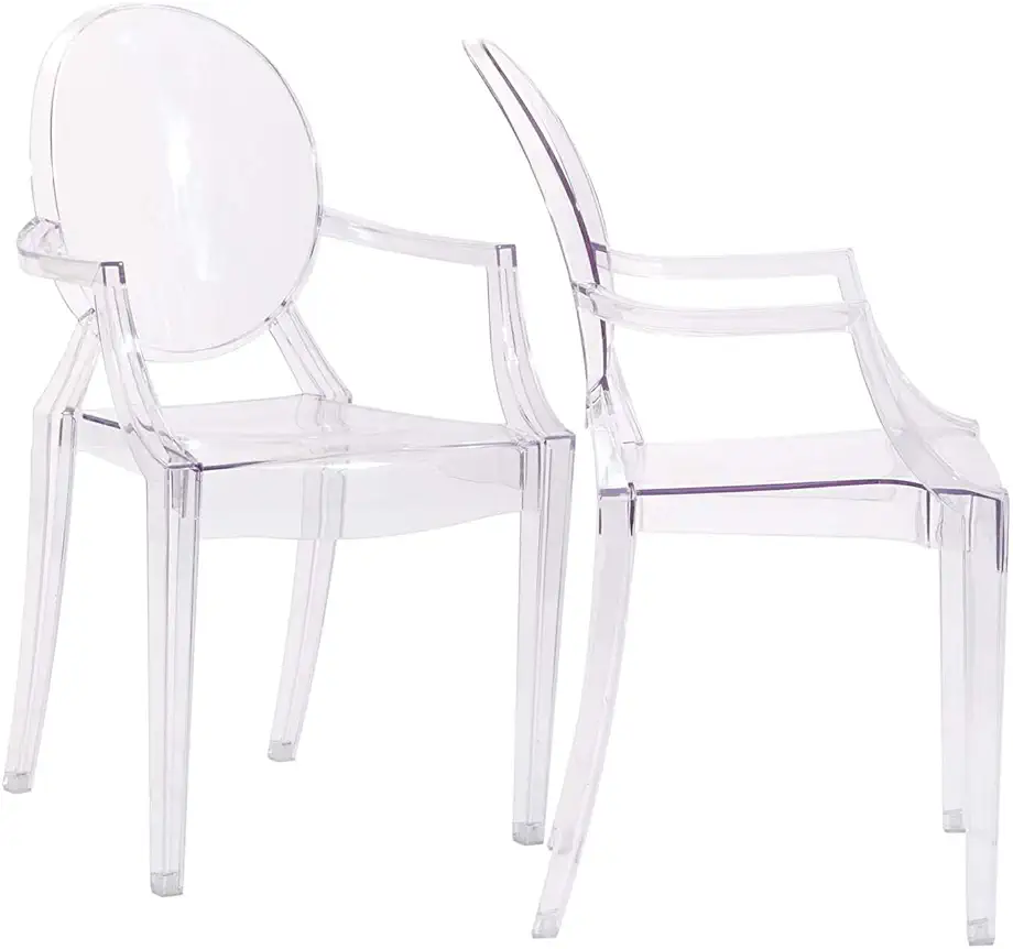 Modway Casper Modern Acrylic Stacking Two Dining Armchairs in Clear