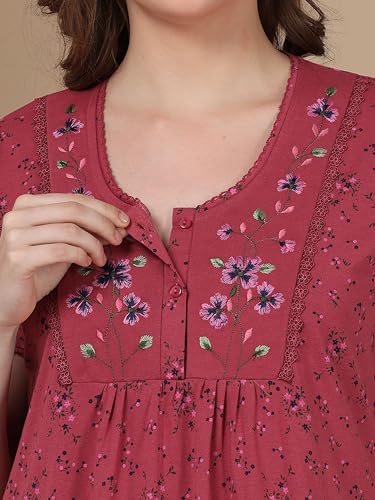 Image of 9shines Label Cotton Blend Nighty Nightgown Nightdress All Over Print Maxi for Women (5256)