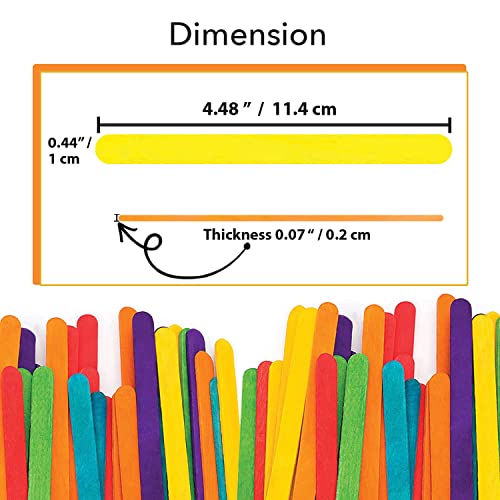 Apremont 200 Pcs Assorted Colored Wooden Craft Sticks, Rainbow Popsicle Stick, Arts And Crafts, Best For Diy Games Making, Building Designs Or Kids Education, 4.5 Inch Long #TOP5